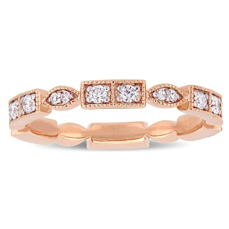 Miadora 10k Rose Gold 1/3ct TDW Diamond Stackable Eternity Band