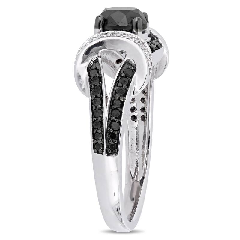Miadora 10k White Gold with Black Rhodium 1-3/8ct TDW Black & White Diamond Split Shank Ring