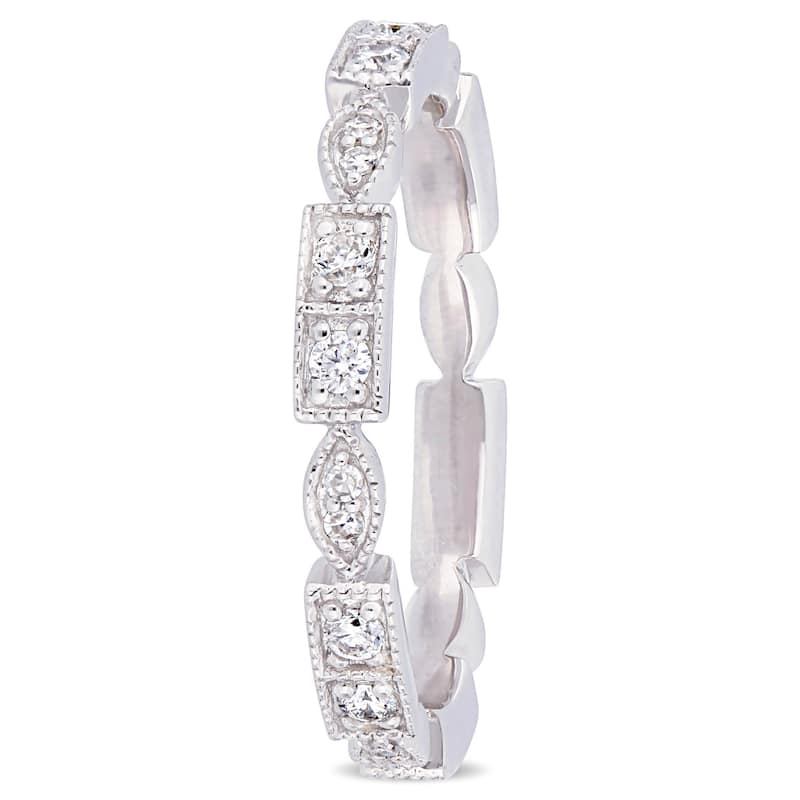 Miadora 10k White Gold 1/3ct TDW Diamond Stackable Eternity Band