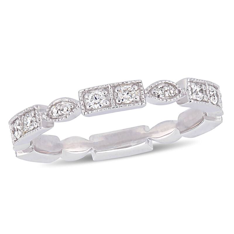 Miadora 10k White Gold 1/3ct TDW Diamond Stackable Eternity Band