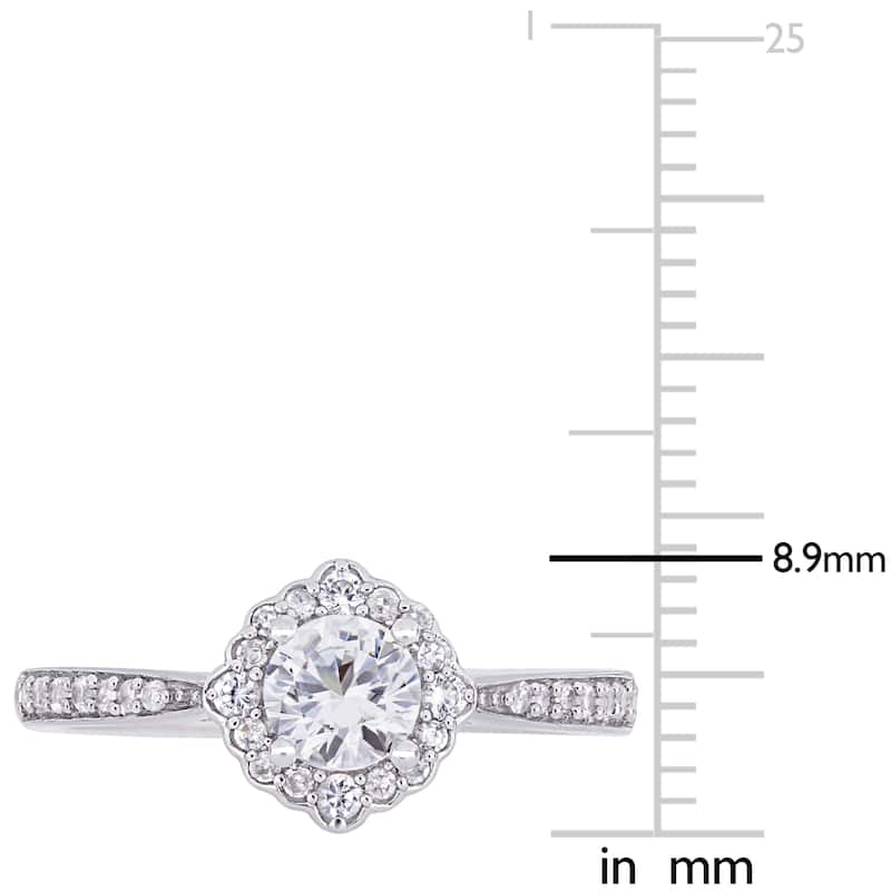 Miadora 10k White Gold Created White Sapphire & 1/10ct TDW Diamond Engagement Ring