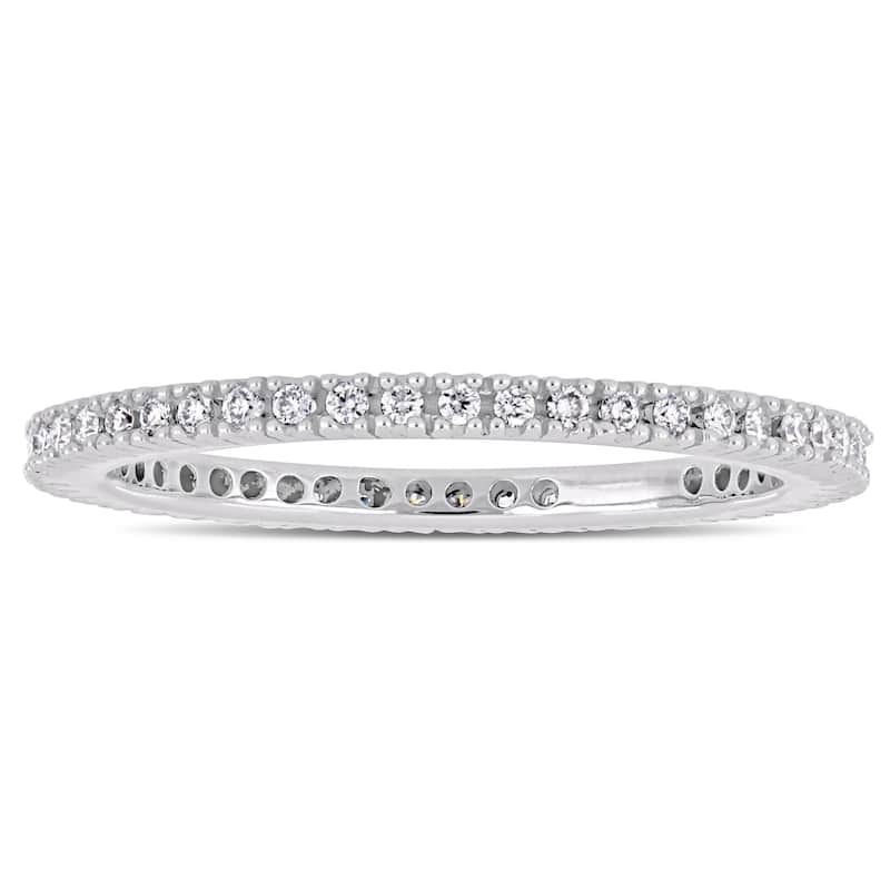 Miadora 14k White Gold 1/3ct TDW Diamond Full-Eternity Band