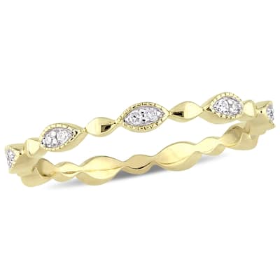 Miadora 10k Yellow Gold 1/10ct TDW Diamond Stackable Infinity Eternity Band