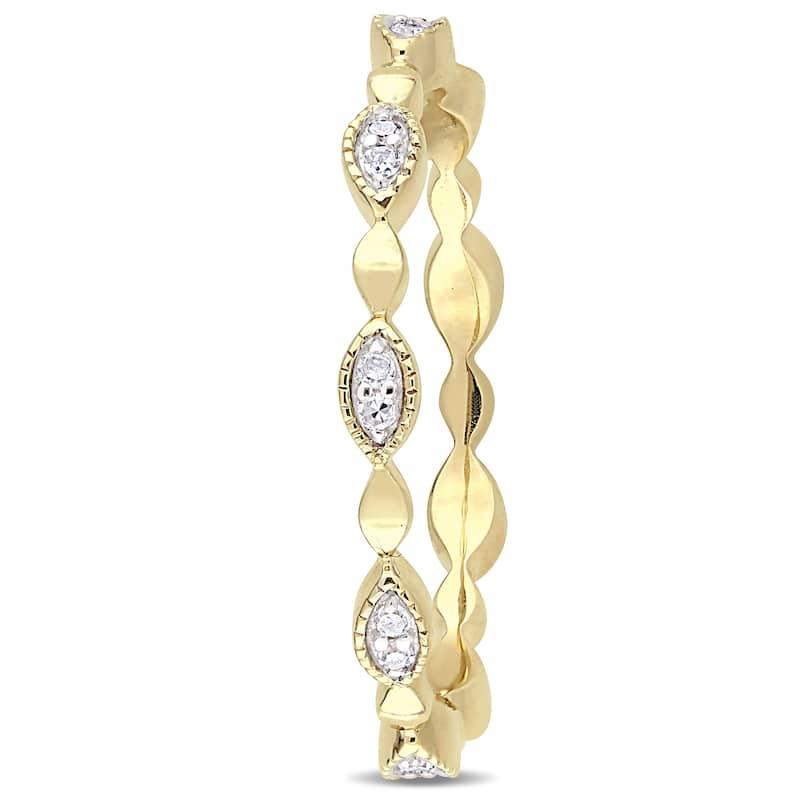 Miadora 10k Yellow Gold 1/10ct TDW Diamond Stackable Infinity Eternity Band