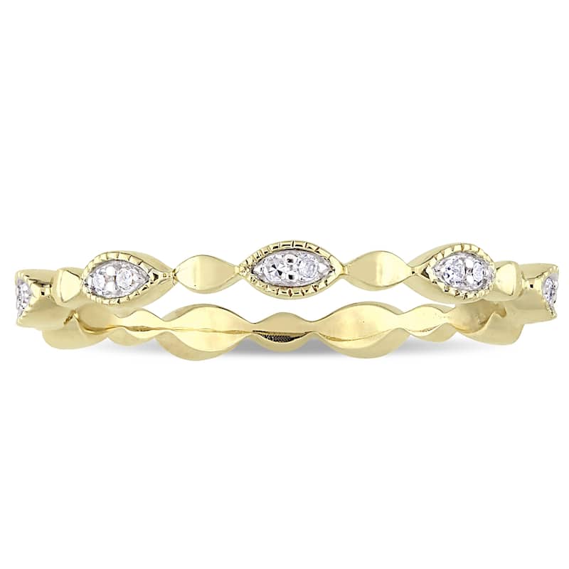 Miadora 10k Yellow Gold 1/10ct TDW Diamond Stackable Infinity Eternity Band