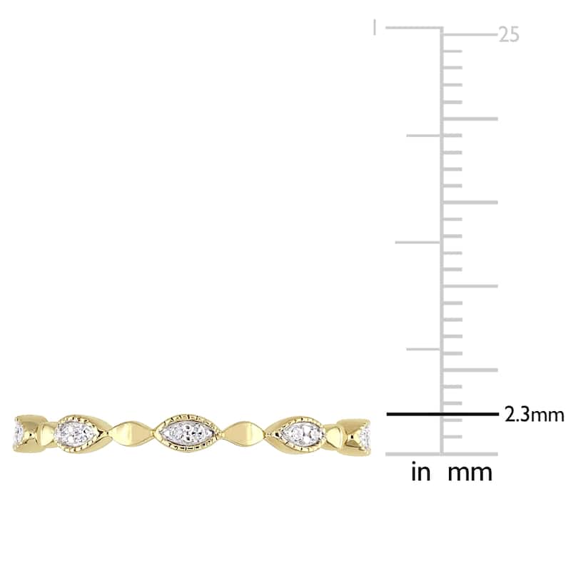 Miadora 10k Yellow Gold 1/10ct TDW Diamond Stackable Infinity Eternity Band