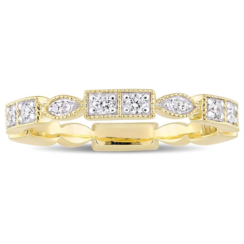 Miadora 10k Yellow Gold 1/3ct TDW Diamond Stackable Eternity Band