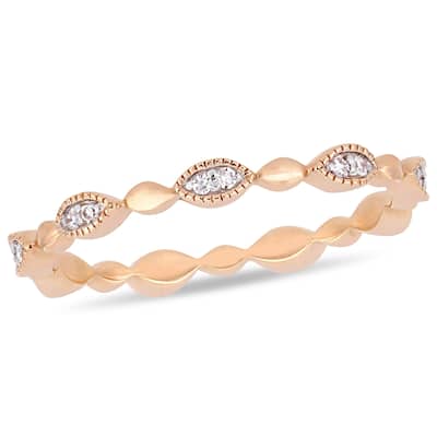 Miadora 10k Rose Gold 1/10ct TDW Diamond Stackable Infinity Eternity Band