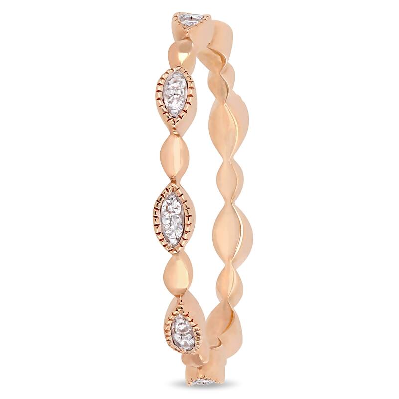 Miadora 10k Rose Gold 1/10ct TDW Diamond Stackable Infinity Eternity Band