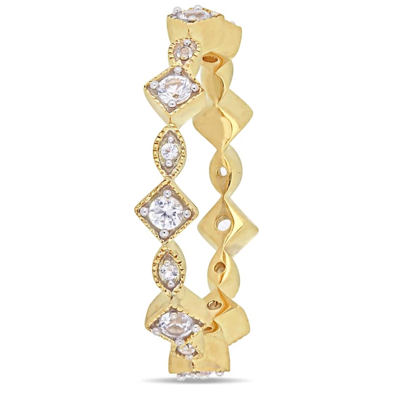 Miadora 10k Yellow Gold Created White Sapphire Stackable Infinity Eternity Band