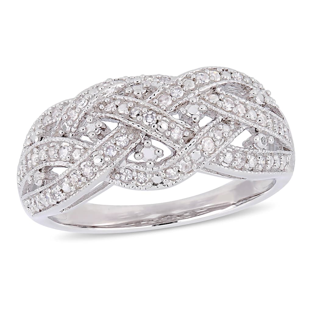 Miadora Sterling Silver 1/4ct TDW Diamond Crossover Ring