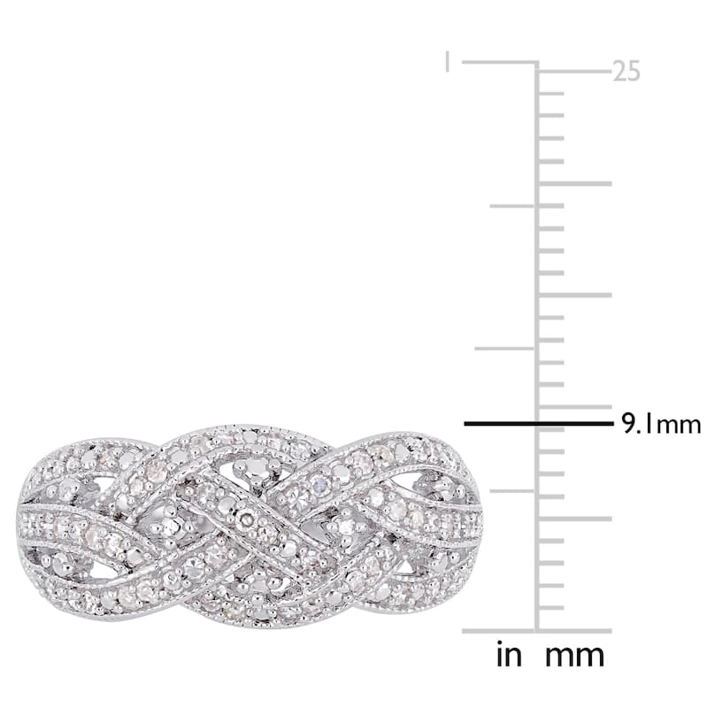 Miadora Sterling Silver 1/4ct TDW Diamond Crossover Ring