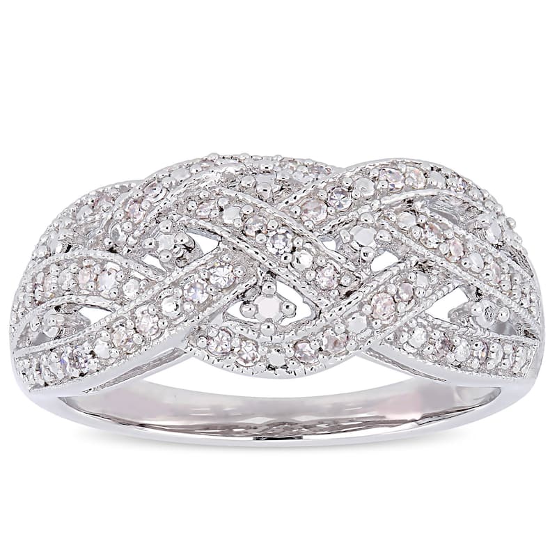 Miadora Sterling Silver 1/4ct TDW Diamond Crossover Ring