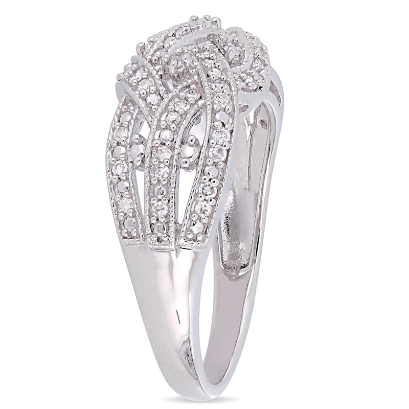 Miadora Sterling Silver 1/4ct TDW Diamond Crossover Ring