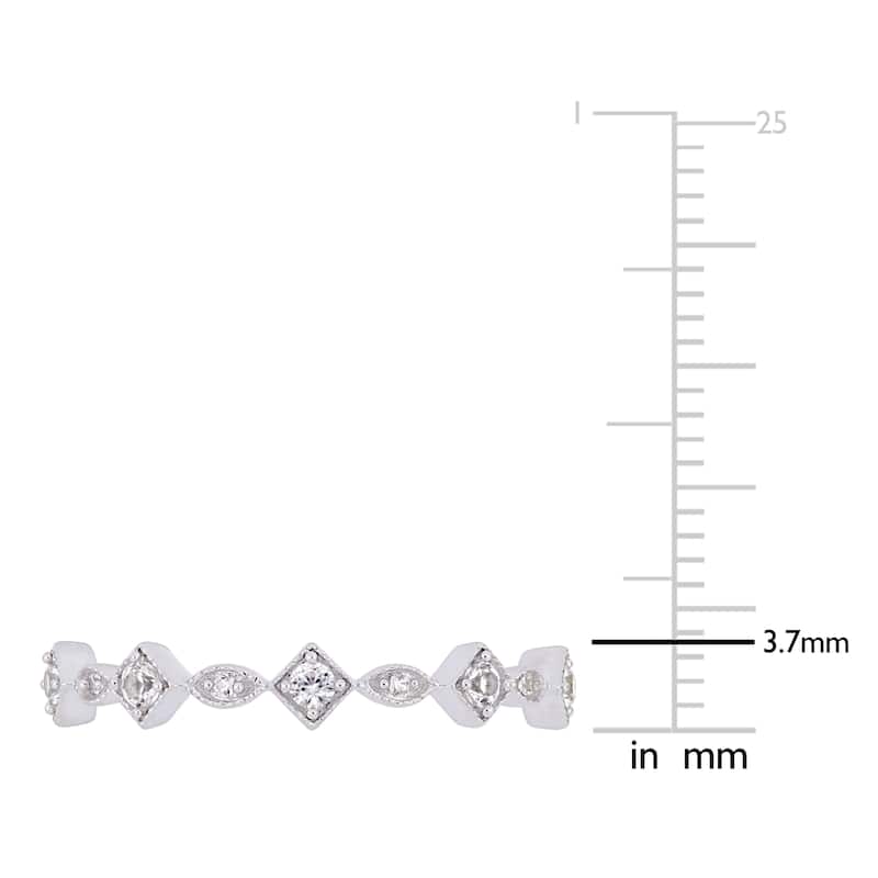 Miadora 10k White Gold Created White Sapphire Stackable Infinity Eternity Band