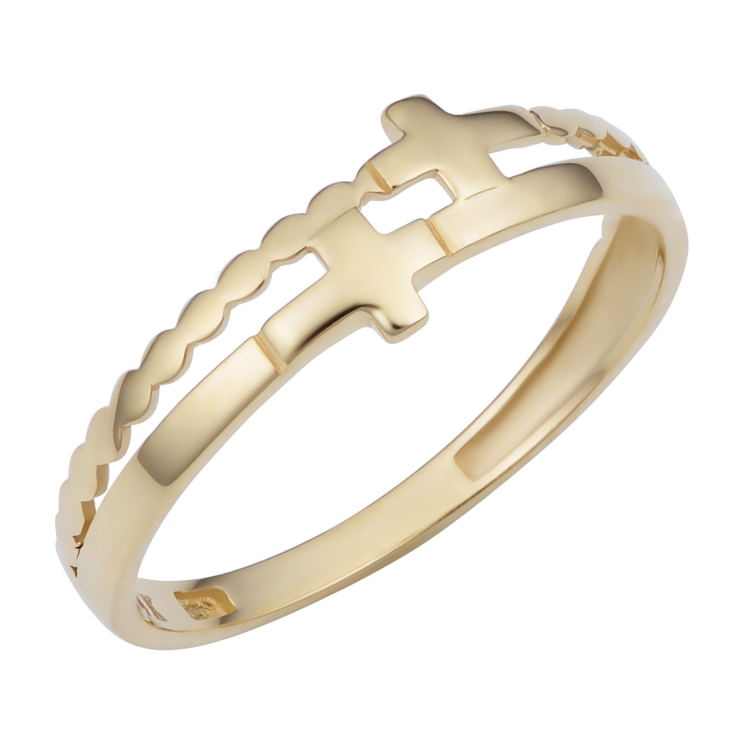Au Naturale 14k Yellow Gold Double Cross Ring