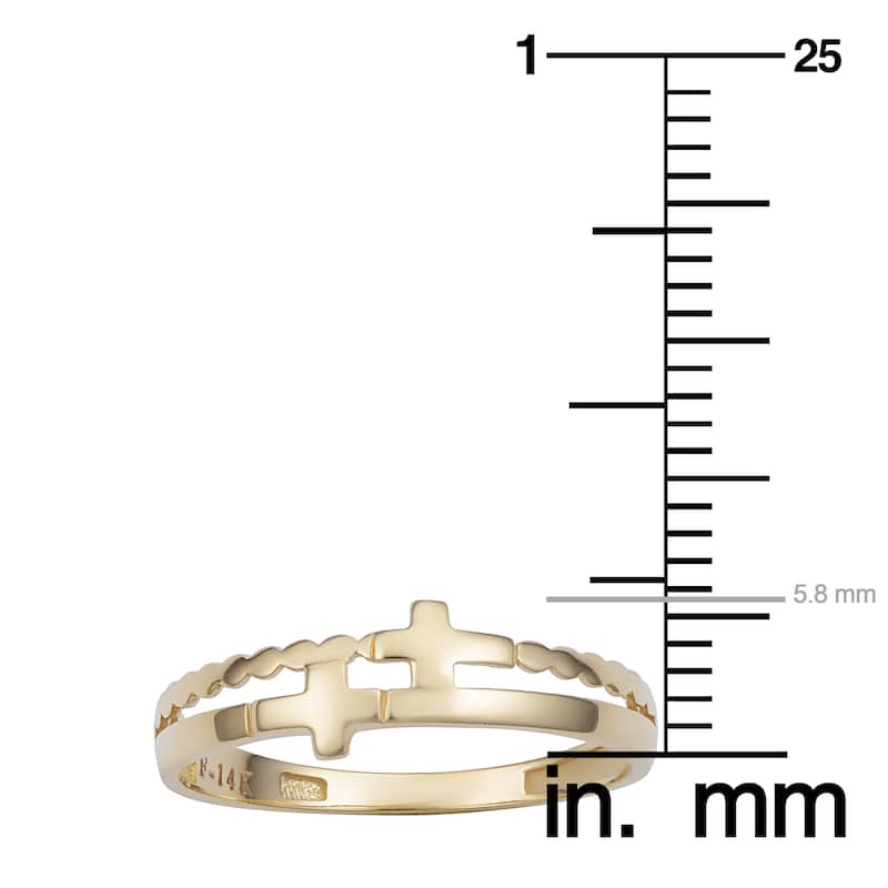 14k Yellow Gold Double Cross Ring