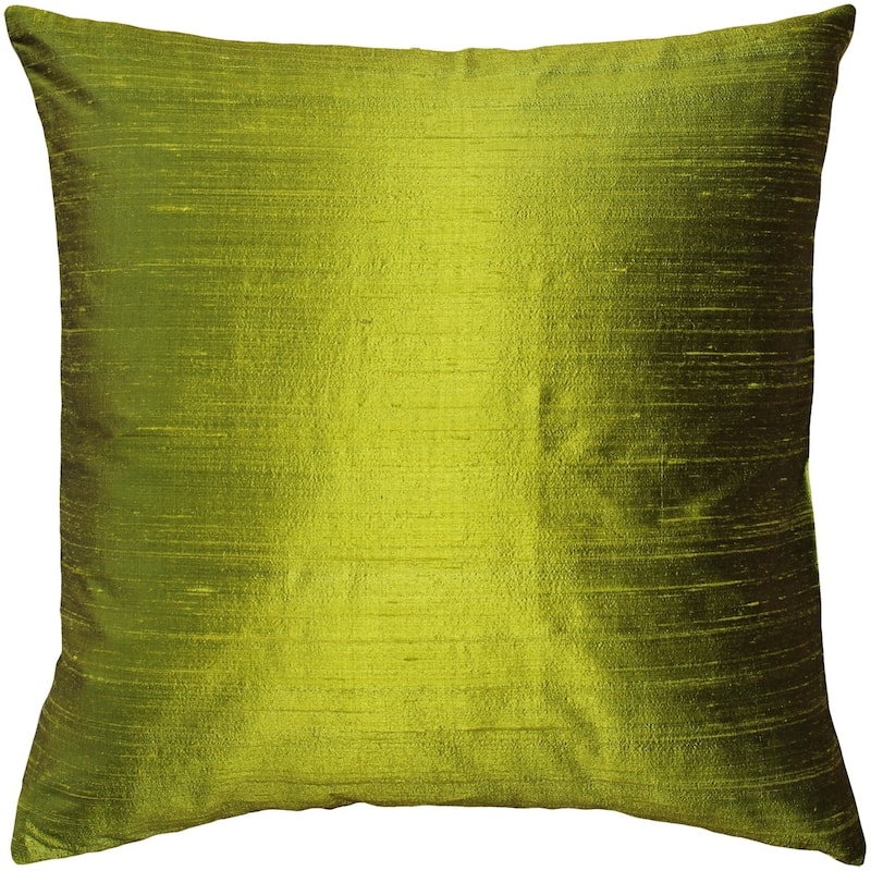 Sankara Silk 20x20 Throw Pillow with Polyfill Insert, Chartreuse Green - Accent - 20" x 20" - Polyester - Single