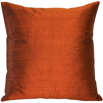 Sankara Silk 18x18 Throw Pillow with Polyfill Insert, Burnt Orange