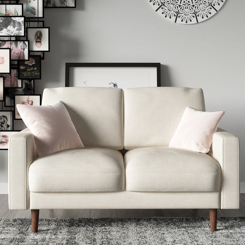 Danger 2 Seat Brown Upholstered Loveseat - Beige - Sets