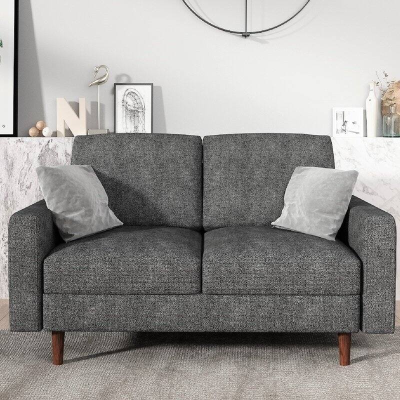 Danger 2 Seat Brown Upholstered Loveseat - Grey - Sets