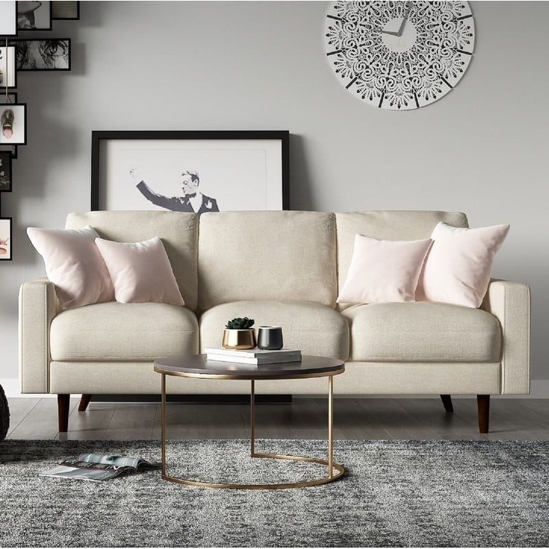 Obadiah Mid-century Modern Sofa - Beige - Rolled Arms