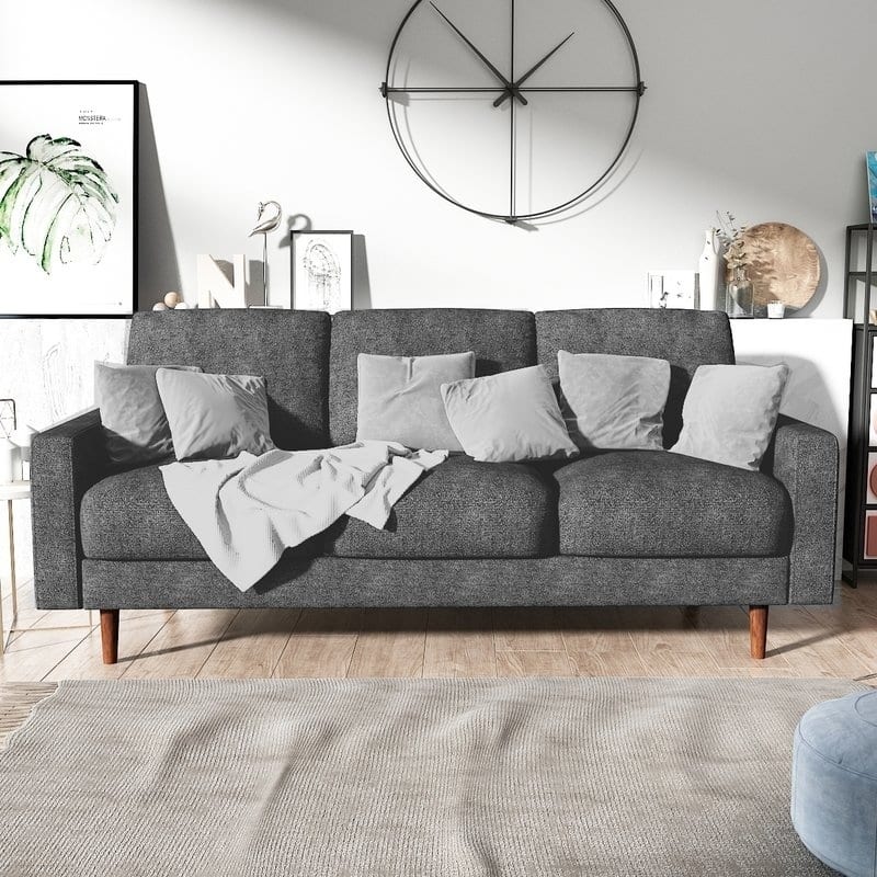Obadiah Mid-century Modern Sofa - Grey - Rolled Arms