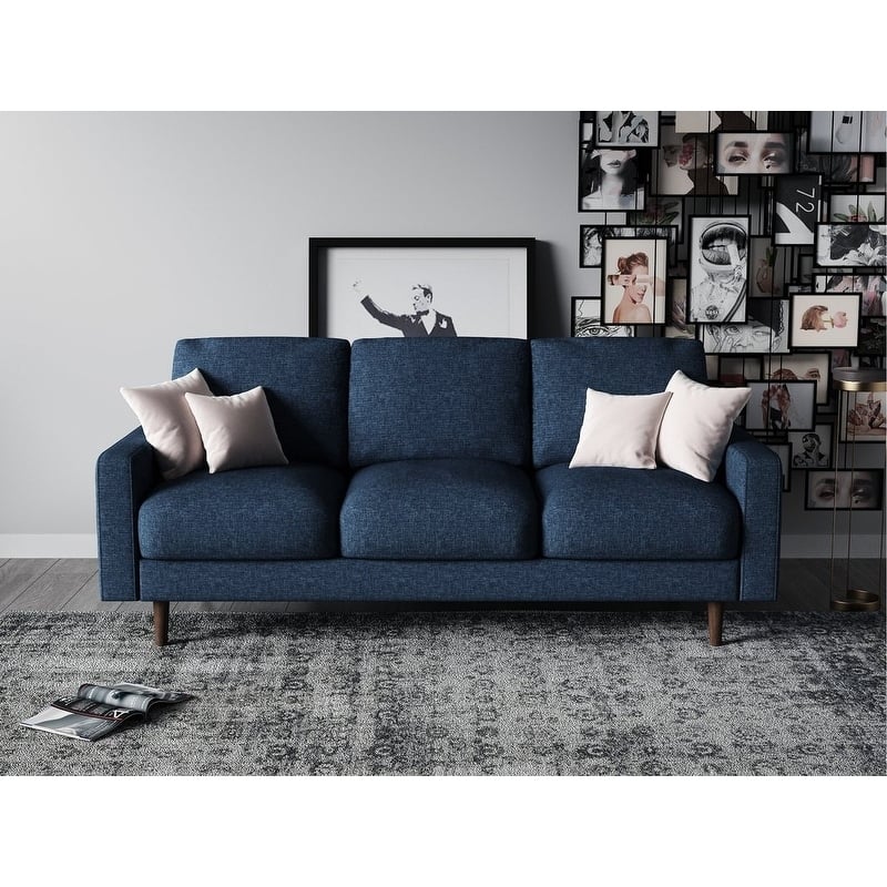 Obadiah Mid-century Modern Sofa - dark blue  - Round Arms