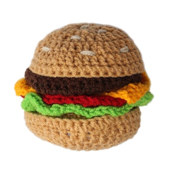 Handmade Knit Rattle Hamburger (Kyrgyzstan)