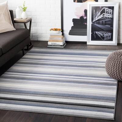 Sloane Gray Striped Area Rug - 7'10
