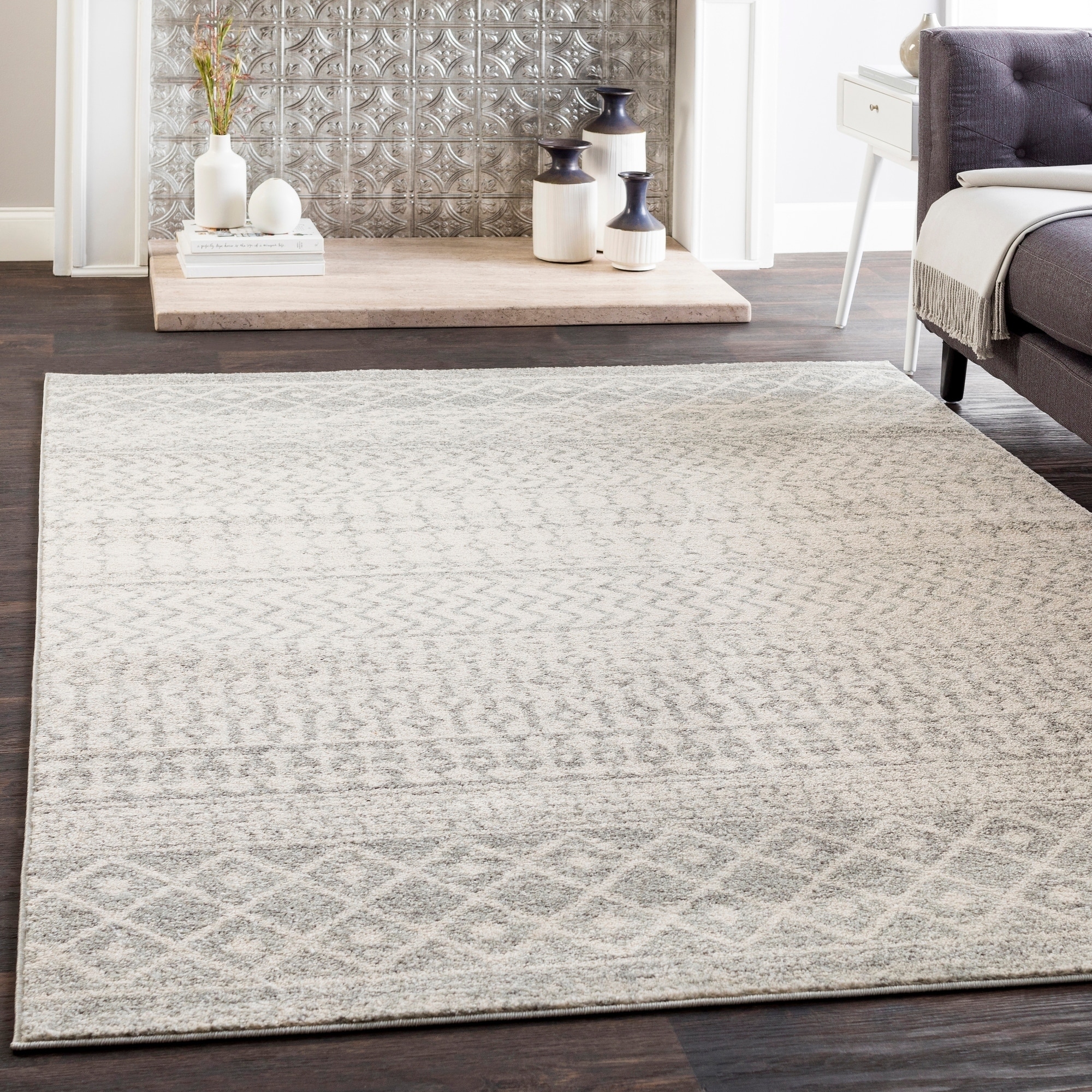 E Gray Bohemian Area Rug 3 11 X 5 7 On E Gray Bohemian Area Rug 3 11