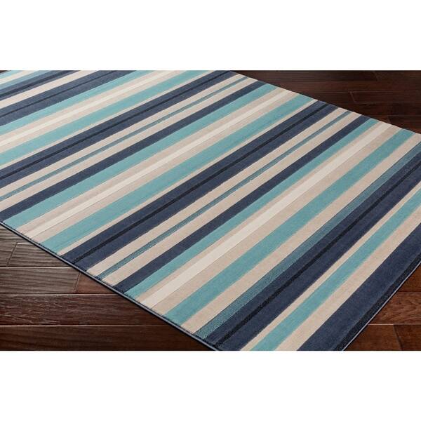 Sloane Aqua Navy Striped Area Rug 2 X 3 Overstock 22798690