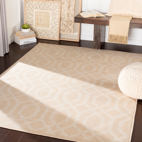 Kamila Beige Transitional Trellis Area Rug - 7'10" x 10'3"