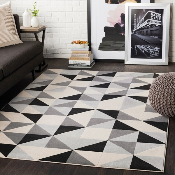 Thiago Black & Beige Geometric Area Rug - 5'3" x 7'3"