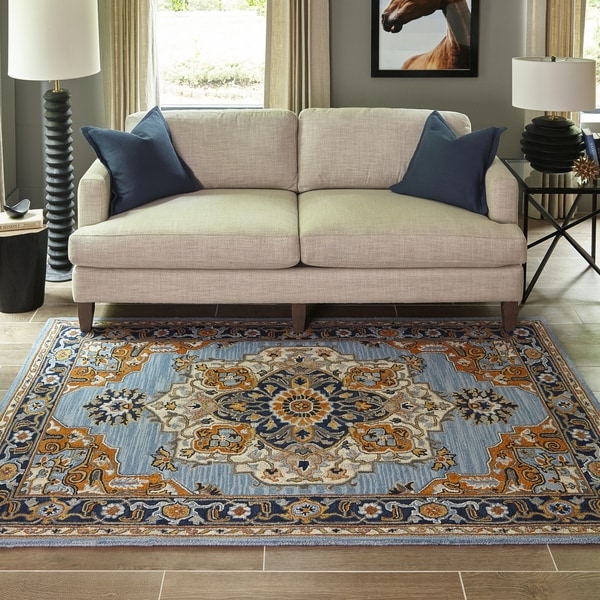 Momeni Ibiza Hand Tufted Wool Blue Area Rug