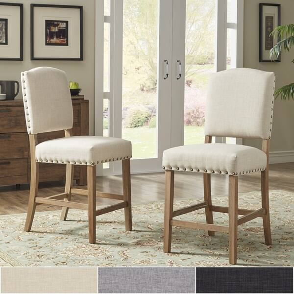 Benchwright Premium Nailhead Upholstered Counter Height Chairs (Set of