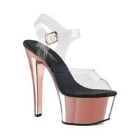 Shop Women's Pleaser Sky 310SQ Ankle-Strap Platform Sandal Gold Sequins ...