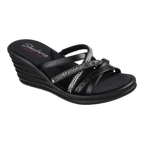 Women's Skechers Rumblers Wave New Lassie Slide Wedge Sandal Black