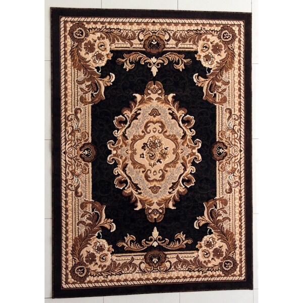 Rug Tycoon Oriental Traditional Black Rug - 7'11"x9'10"rectangular