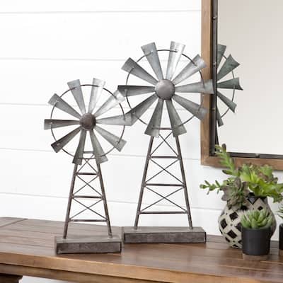 The Gray Barn Jartop Farmhouse Windmill Table Top Decor (Set of 2)