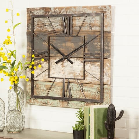 The Gray Barn Jartop Square Distressed Wood Wall Clock - 27.5"H x 27.5"W x 1.5"D