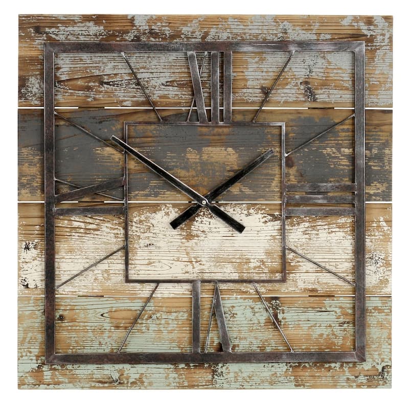 The Gray Barn Jartop Square Distressed Wood Wall Clock