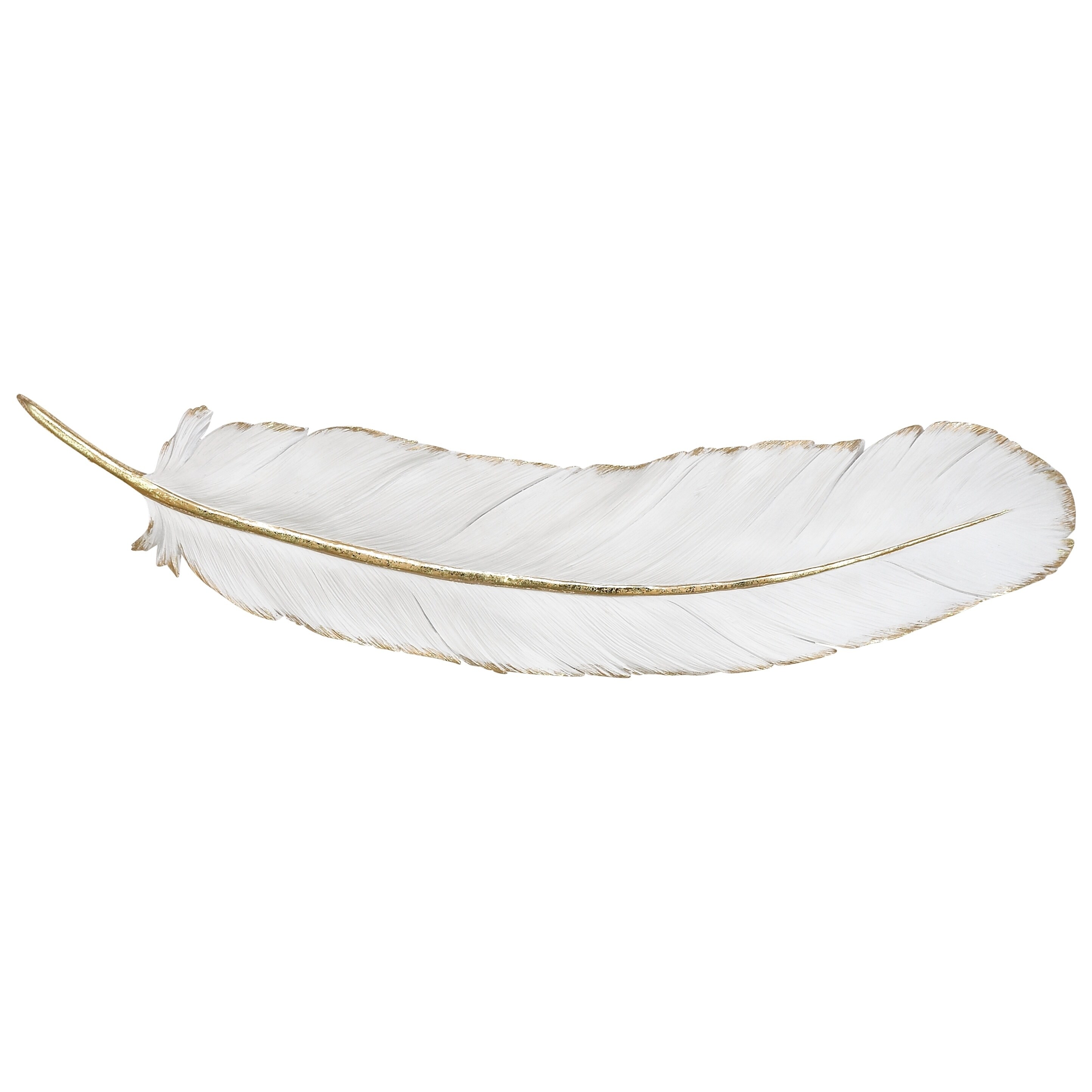 Extra Large White Feather Wall Decor With Metallic Gold Trim 31 X 7 31 W 7 On Sale Overstock 22801604