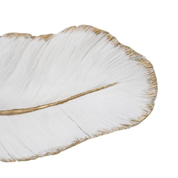 Extra Large White Feather Wall Decor With Metallic Gold Trim 31 X 7 Overstock 22801604