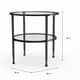 preview thumbnail 8 of 7, SEI Furniture Glenn Distressed Black Metal Round Side Table with Glass Top and Shelf