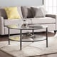 preview thumbnail 5 of 11, SEI Furniture Glenn Distressed Black Metal Round CoffeeTable with Glass Top and Shelf