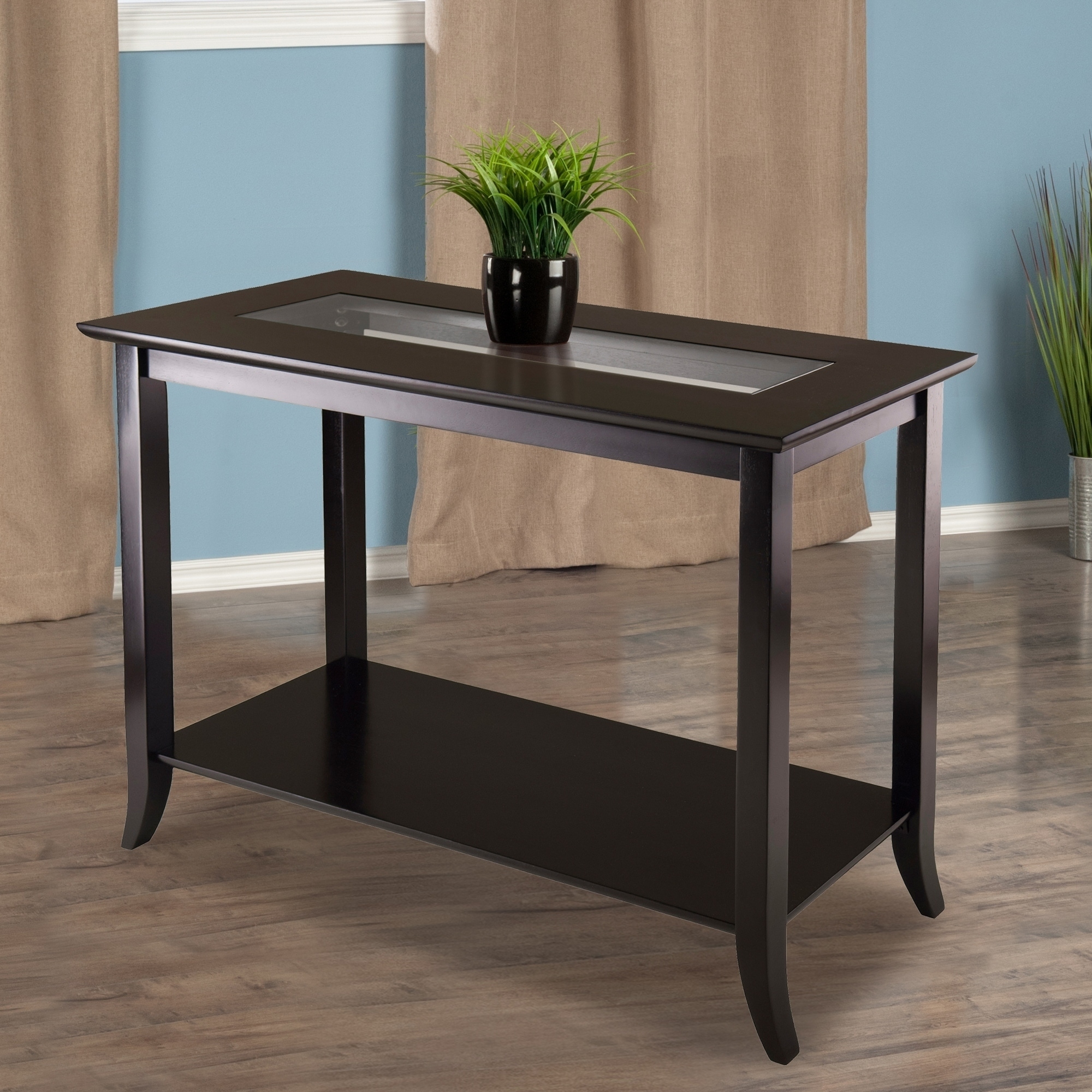 Copper Grove Shasta Trinity Espresso Finish Wood Gl Insert Rectangular Console Table Copper Grove Shasta Trinity Espresso Finish Wood Gl Insert Rectangular Console Table