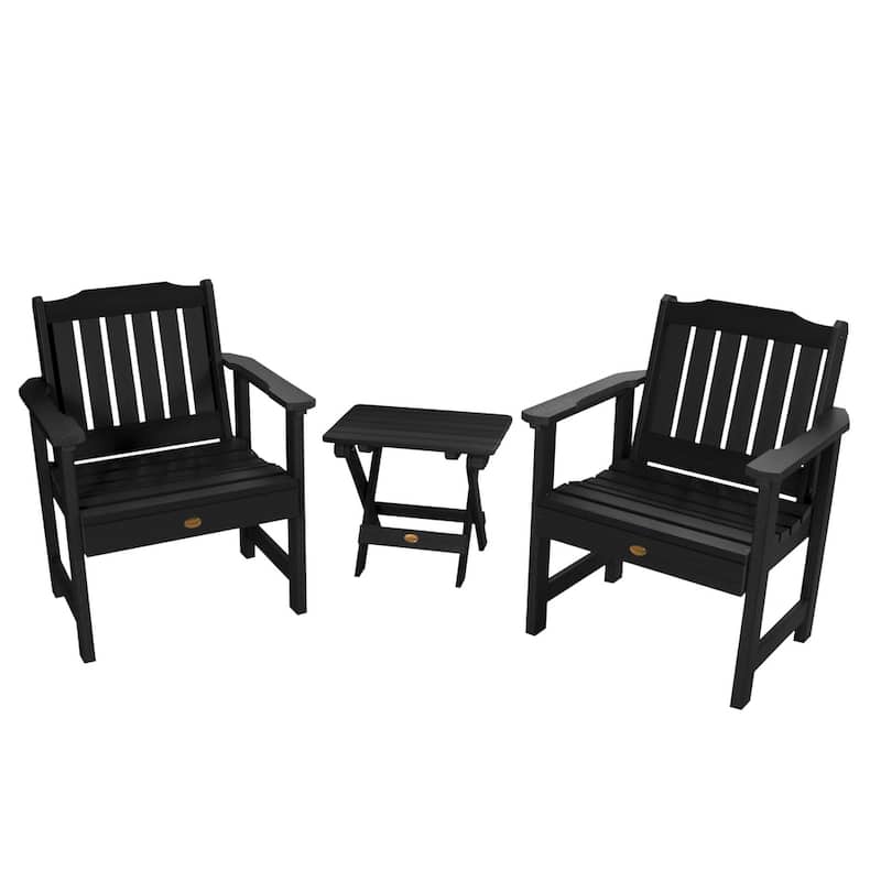 HIGHWOOD Garden Chairs and Folding Side Table (3-piece Set) - Black