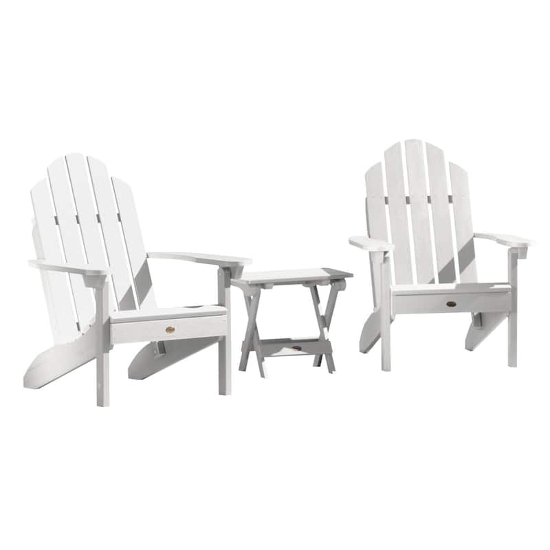 3 Piece Set Outdoor Adirondack Chairs and Folding Side Table