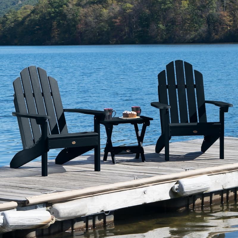 3 Piece Set Outdoor Adirondack Chairs and Folding Side Table - toffee